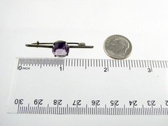 Antique 900 Silver Round Cut Amethyst Pin or Brooch 2 Gram Weight 1.5 Inches