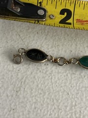 Vintage RUSSEL Gold Filled Bezel Set Multi Malachite Bracelet Safety Chain