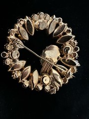 Vintage Hematite Amber Brown Aurora Borealis Rhinestone Pin Brooch Unsigned