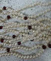 VINTAGE ESTATE GUMPS GARNET PEARL 14k GOLD NECKLACE 11 STRAND 17” ~ 89.2 Grams
