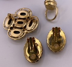 Vintage SARAH COVENTRY Jewelry Light Of The East Brooch Ring & Earrings 1968