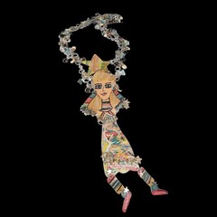 Artisan Designer Statement Necklace Figural Handmade Design Boho Jewelry OOAK