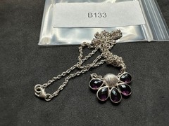 7.15g Vintage Sterling Silver 925 Purple Teardrop Pendant Necklace 21 in M