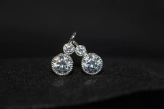Art Deco Style Round Lab Created Diamond 925 Silver Anniversary Gift Earrings