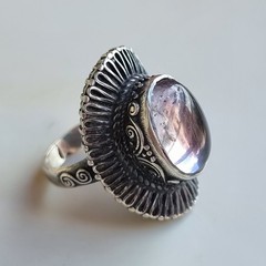 Ancient Vintage Victorian Sterling Silver Ring 925 Amethyst Stone Size 9.5