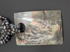 Freshwater Black River Pearls Necklace-Abalone, Mother-of-pearl Pendant