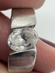 Sterling Silver Band With Tension Set CZ Modernist 925 Band size 8 US