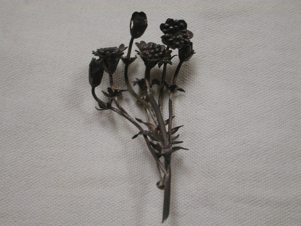 Vintage Sterling Bouquet Rose and Lily brooch 3.5inches hallmarked
