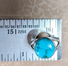 Vintage Turquoise Set In Silver Ring Size 6.25