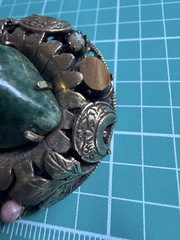 Rare MCM vintage brooch Brass Toned With Stone Accents