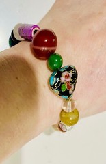 VTG Bracelet Art Glass, Cloisonné , Beads From Around The World… Statement Piece
