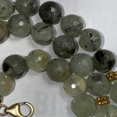 Necklace Green Prehnite Gold Vermeil Clasp Spacer Beads 24” 10mm Faceted Beads