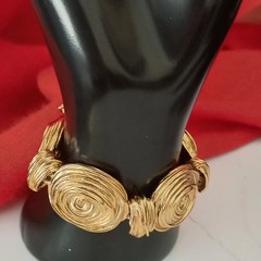 Vintage Runway Chunky Gold Tone Swirl Chain Belt Necklace & Bracelet Set 60s 80s