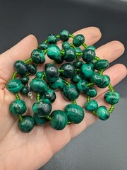Vintage Malachite Graduated Beads Necklace