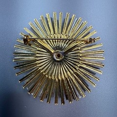 Vintage Sunburst Starburst Mixed Metal Brooch 2″ Atomic Space Age Statement
