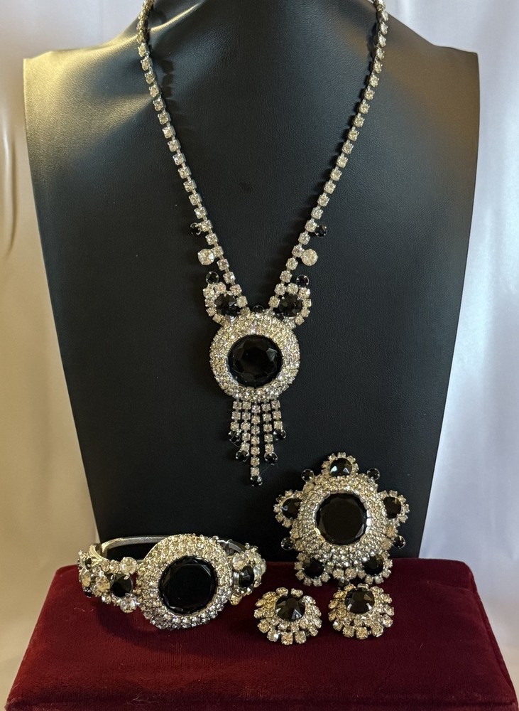 Juliana DeLizza & Elster Grand Parure Necklace Bracelet Earrings Brooch VTG