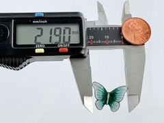 Vintage Sterling Silver Guilloche Enamel Teal Green Blue Butterfly Pin 2g 21mm