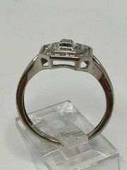 Art Deco Round Lab-Created Diamond Cluster Engagement 14K White Gold Finish Ring