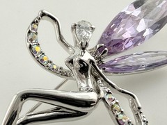 Vintage Kirks Folly Purple Crystal Winged Fairy Pin Brooch Ab Rhinestones