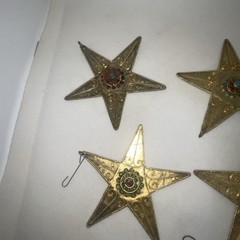 Nepal Gold Brass Tone Star Coral Turquoise Handmade Amulet Pendent, Ornament 4″