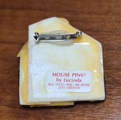 Vintage 90’s House Pins by Lucinda Red Home With Moon in Sky Pin / Brooch