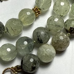 Necklace Green Prehnite Gold Vermeil Clasp Spacer Beads 24” 10mm Faceted Beads