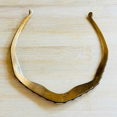 Regal Choker Brass MOP Necklace VTG mother of Pearl Statement 70s MCM Retro