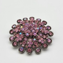 Lovely pink rhinestone brooch pin or pendant fun flirty resort sunburst
