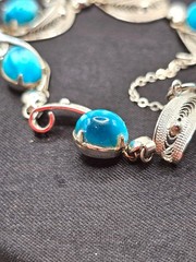 Vintage Sorrento Bracelet Sterling 925 Filigree & Larimar Stones 7″