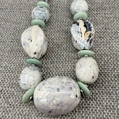 Vintage Necklace Mottled Speckled Metal Beads 17 Inches