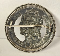 Republic of Latvia 5 Lati 1931 Maiden’s Head Brooch Pin