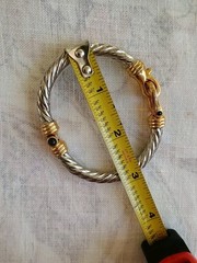 Massive Clamper Bracelet Silver Gold Tone Faux Onyx Bracelet Southwestern Style