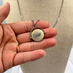 VTG Bronze Tone Cancer Zodiac Spinner Pendant Necklace Crystal Constellation