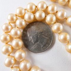 Vintage Miriam Haskell Faux Pearl Necklace Strand Brass Tone Clasp Classic