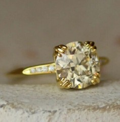 Art Deco Antique 3.50Ct Diamond Vintage Engagement Ring 14K Yellow Gold Over