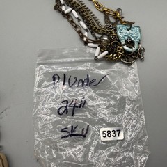 Plunder Multi-Layer Chain Pendant Necklace Bird & Pearl Charms 24 Inch Mixed Met