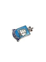 Vintage Freeport Bahamas Enamel Sterling Silver Coat Of Arms Charm