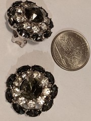 Vintage Juliana (D&E) Black Navette Rhinestone Brooch with Signed Reinad Clip-On