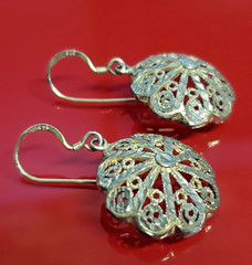 925 MD Vermeil Filigree Drop Earrings 1.5in Sterling Silver 5g Gold Wash Estate