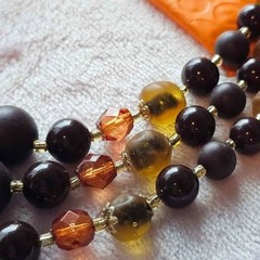 Vintage Signed Japan Triple Strand Beaded Necklace