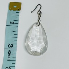 Vintage Glass Prism Earrings Dangle Drop Artisan Brass Hooks Reflects Light 2”