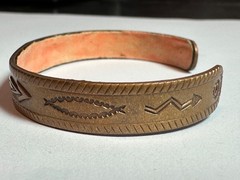 Vintage Solid Copper Cuff Bangle Bracelet Southwest Design By Bell