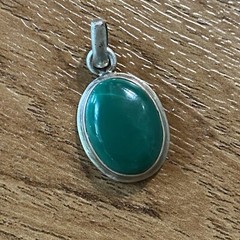 Vintage Green Onyx Oval Pendant