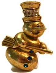 Vintage Weiss Designer Signed Snowman Brooch