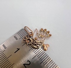 Vintage USSR 14K 583 Rose Gold Filigree Rooster Pendant 0.78in Jewelry Gift