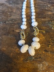 Vintage Signed Germany White Milk Glass Beads Braided Choker 16” Necklace