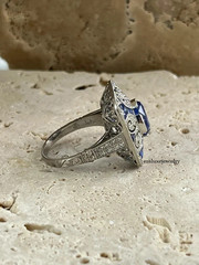 3Ct Art Deco Vintage Style Lab Created Diamond Engagement 14K White Gold FN Ring