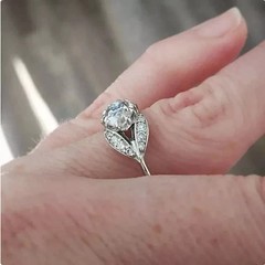 Art Deco Style Marquise Cut Lab Created Diamond 14k White Gold FN Wedding Ring