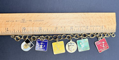 Vintage US NAVY Relief Society Charm Bracelet Gold Tone Military Engraved