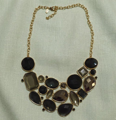 Vintage Joan Rivers Necklace Gold Tone Chain Collar Big Rhinestones Spring